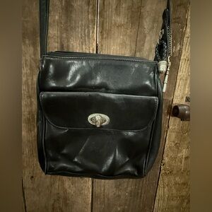 Vintage Fossil Crossbody Bag Purse Soft Leather Adj Strap Black Preppy 90s Y2k